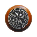 Notting Hill [NHW-739C-AP] Wood Cabinet Knob - Classic Weave - Cherry - Antique Pewter Finish - 1 1/2&quot; Dia.