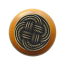 Notting Hill [NHW-739M-AB] Wood Cabinet Knob - Classic Weave - Maple - Antique Brass Finish - 1 1/2&quot; Dia.