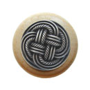 Notting Hill [NHW-739N-AP] Wood Cabinet Knob - Classic Weave - Natural - Antique Pewter Finish - 1 1/2&quot; Dia.