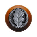 Notting Hill [NHW-744C-AP] Wood Cabinet Knob - Oak Leaf - Cherry - Antique Pewter Finish - 1 1/2&quot; Dia.