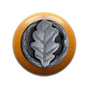 Notting Hill [NHW-744M-AP] Wood Cabinet Knob - Oak Leaf - Maple - Antique Pewter Finish - 1 1/2&quot; Dia.