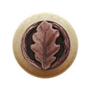 Notting Hill [NHW-744N-AC] Wood Cabinet Knob - Oak Leaf - Natural - Antique Copper Finish - 1 1/2&quot; Dia.