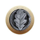 Notting Hill [NHW-744N-AP] Wood Cabinet Knob - Oak Leaf - Natural - Antique Pewter Finish - 1 1/2&quot; Dia.