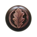 Notting Hill [NHW-744W-AC] Wood Cabinet Knob - Oak Leaf - Dark Walnut - Antique Copper Finish - 1 1/2&quot; Dia.