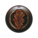 Notting Hill [NHW-744W-BHT] Wood Cabinet Knob - Oak Leaf - Dark Walnut - Hand-Tinted Antique Brass Finish - 1 1/2&quot; Dia.