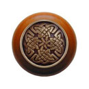 Notting Hill [NHW-757C-AB] Wood Cabinet Knob - Celtic Isles - Cherry - Antique Brass Finish - 1 1/2&quot; Dia.