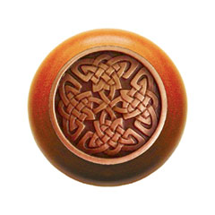 Notting Hill [NHW-757C-AC] Wood Cabinet Knob - Celtic Isles - Cherry - Antique Copper Finish - 1 1/2&quot; Dia.