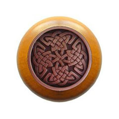 Notting Hill [NHW-757M-AC] Wood Cabinet Knob - Celtic Isles - Maple - Antique Copper Finish - 1 1/2&quot; Dia.