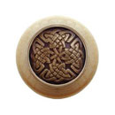 Notting Hill [NHW-757N-AB] Wood Cabinet Knob - Celtic Isles - Natural - Antique Brass Finish - 1 1/2&quot; Dia.