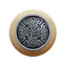 Notting Hill [NHW-757N-AP] Wood Cabinet Knob - Celtic Isles - Natural - Antique Pewter Finish - 1 1/2&quot; Dia.
