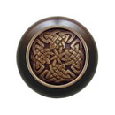Notting Hill [NHW-757W-AB] Wood Cabinet Knob - Celtic Isles - Dark Walnut - Antique Brass Finish - 1 1/2&quot; Dia.