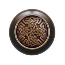 Notting Hill [NHW-757W-AB] Wood Cabinet Knob - Celtic Isles - Dark Walnut - Antique Brass Finish - 1 1/2&quot; Dia.