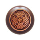 Notting Hill [NHW-757W-AC] Wood Cabinet Knob - Celtic Isles - Dark Walnut - Antique Copper Finish - 1 1/2&quot; Dia.