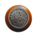 Notting Hill [NHW-759C-BN] Wood Cabinet Knob - Saddleworth - Cherry - Brite Nickel Finish - 1 1/2" Dia.