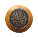 Notting Hill [NHW-759M-AB] Wood Cabinet Knob - Saddleworth - Maple - Antique Brass Finish - 1 1/2&quot; Dia.