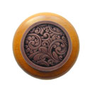 Notting Hill [NHW-759M-AC] Wood Cabinet Knob - Saddleworth - Maple - Antique Copper Finish - 1 1/2" Dia.