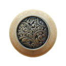 Notting Hill [NHW-759N-BZ] Wood Cabinet Knob - Saddleworth - Natural - Antique Bronze Finish - 1 1/2" Dia.