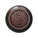 Notting Hill [NHW-759W-AC] Wood Cabinet Knob - Saddleworth - Dark Walnut - Antique Copper Finish - 1 1/2" Dia.