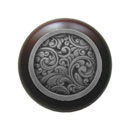 Notting Hill [NHW-759W-AP] Wood Cabinet Knob - Saddleworth - Dark Walnut - Antique Pewter Finish - 1 1/2&quot; Dia.