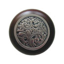 Notting Hill [NHW-759W-BN] Wood Cabinet Knob - Saddleworth - Dark Walnut - Brite Nickel Finish - 1 1/2&quot; Dia.