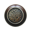 Notting Hill [NHW-759W-BZ] Wood Cabinet Knob - Saddleworth - Dark Walnut - Antique Bronze Finish - 1 1/2" Dia.