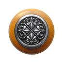 Notting Hill [NHW-760M-AP] Wood Cabinet Knob - Fleur-de-Lis - Maple - Antique Pewter Finish - 1 1/2&quot; Dia.