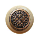 Notting Hill [NHW-760N-AC] Wood Cabinet Knob - Fleur-de-Lis - Natural - Antique Copper Finish - 1 1/2&quot; Dia.