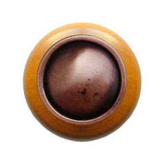 Notting Hill [NHW-761M-AC] Wood Cabinet Knob - Plain Dome - Maple - Antique Copper Finish - 1 1/2&quot; Dia.