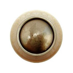 Notting Hill [NHW-761N-AB] Wood Cabinet Knob - Plain Dome - Natural - Antique Brass Finish - 1 1/2&quot; Dia.