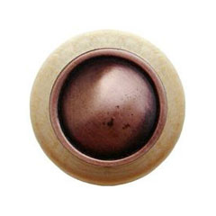 Notting Hill [NHW-761N-AC] Wood Cabinet Knob - Plain Dome - Natural - Antique Copper Finish - 1 1/2&quot; Dia.