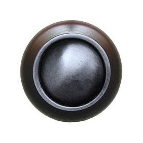 Notting Hill [NHW-761W-AP] Wood Cabinet Knob - Plain Dome - Dark Walnut - Antique Pewter Finish - 1 1/2" Dia.