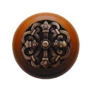 Notting Hill [NHW-776C-AB] Wood Cabinet Knob - Chateau - Cherry - Antique Brass Finish - 1 1/2&quot; Dia.