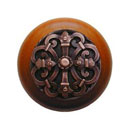 Notting Hill [NHW-776C-AC] Wood Cabinet Knob - Chateau - Cherry - Antique Copper Finish - 1 1/2&quot; Dia.