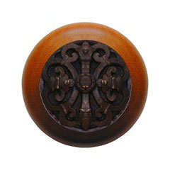 Notting Hill [NHW-776C-DB] Wood Cabinet Knob - Chateau - Cherry - Dark Brass Finish - 1 1/2&quot; Dia.