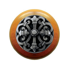 Notting Hill [NHW-776M-AP] Wood Cabinet Knob - Chateau - Maple - Antique Pewter Finish - 1 1/2&quot; Dia.