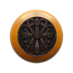 Notting Hill [NHW-776M-DB] Wood Cabinet Knob - Chateau - Maple - Dark Brass Finish - 1 1/2&quot; Dia.