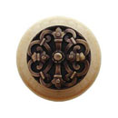 Notting Hill [NHW-776N-AB] Wood Cabinet Knob - Chateau - Natural - Antique Brass Finish - 1 1/2&quot; Dia.