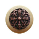 Notting Hill [NHW-776N-AC] Wood Cabinet Knob - Chateau - Natural - Antique Copper Finish - 1 1/2&quot; Dia.