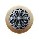 Notting Hill [NHW-776N-AP] Wood Cabinet Knob - Chateau - Natural - Antique Pewter Finish - 1 1/2&quot; Dia.