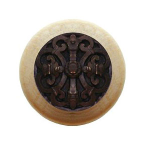Notting Hill [NHW-776N-DB] Wood Cabinet Knob - Chateau - Natural - Dark Brass Finish - 1 1/2" Dia.