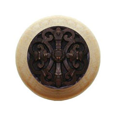 Notting Hill [NHW-776N-DB] Wood Cabinet Knob - Chateau - Natural - Dark Brass Finish - 1 1/2&quot; Dia.