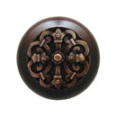 Notting Hill [NHW-776W-AB] Wood Cabinet Knob - Chateau - Dark Walnut - Antique Brass Finish - 1 1/2&quot; Dia.