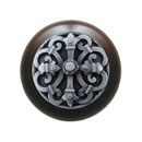 Notting Hill [NHW-776W-AP] Wood Cabinet Knob - Chateau - Dark Walnut - Antique Pewter Finish - 1 1/2&quot; Dia.