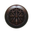 Notting Hill [NHW-776W-DB] Wood Cabinet Knob - Chateau - Dark Walnut - Dark Brass Finish - 1 1/2&quot; Dia.