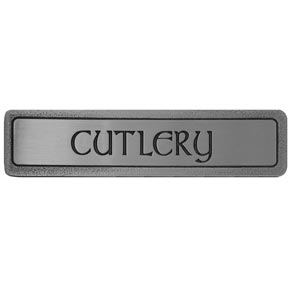 Notting Hill [NHP-302-AP] Solid Pewter Cabinet Pull Handle - Cutlery - Horizontal Text - Antique Pewter Finish - 4" L