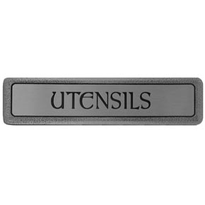 Notting Hill [NHP-303-AP] Solid Pewter Cabinet Pull Handle - Utensils - Horizontal Text - Antique Pewter Finish - 4" L