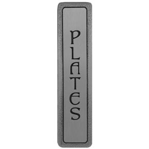 Notting Hill [NHP-306-AP] Solid Pewter Cabinet Pull Handle - Plates - Vertical Text - Antique Pewter Finish - 4" L