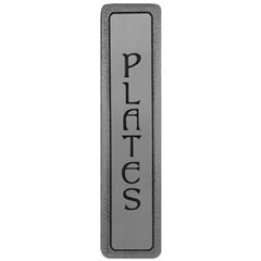 Notting Hill [NHP-306-AP] Solid Pewter Cabinet Pull Handle - Plates - Vertical Text - Antique Pewter Finish - 4&quot; L