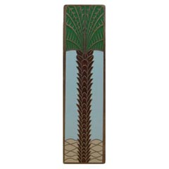 Notting Hill [NHP-322-AB-B] Solid Pewter Cabinet Pull Handle - Royal Palm - Vertical - Antique Brass Finish - Pale Blue - 4&quot; L