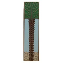 Notting Hill [NHP-322-AB-B] Solid Pewter Cabinet Pull Handle - Royal Palm - Vertical - Antique Brass Finish - Pale Blue - 4&quot; L